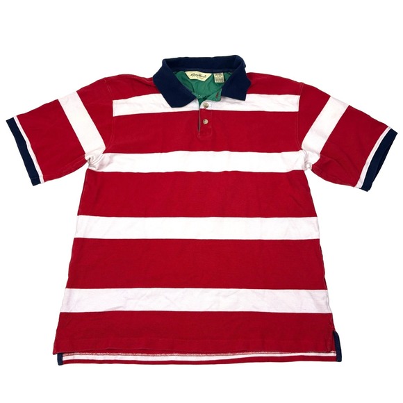 Eddie Bauer Other - VTG 90s Eddie Bauer S/S Rugby Polo Shirt Mens Sz L Red White Blue Oversized Prep